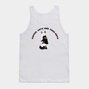 Coffee cats and yoga mats funny yoga and cat drawing Tank Top